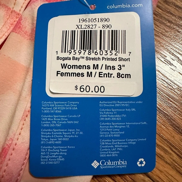 🆕 Columbia Bogata Bay Stretch Pink Women’s Printed Shorts with Pockets M - Picture 5 of 5